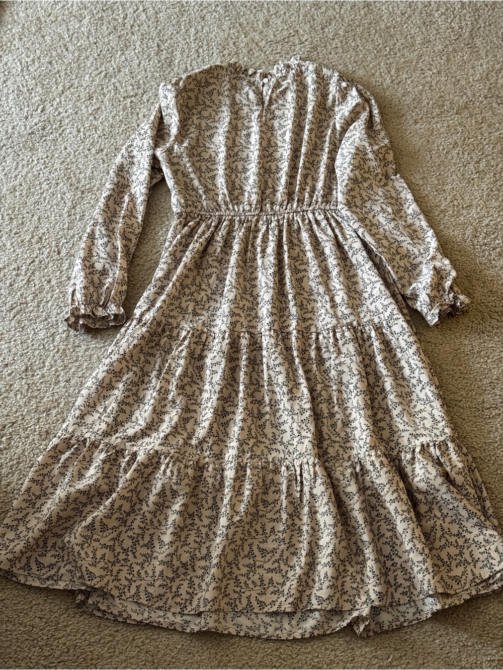 Hayden Cream Dress with Forest Green Floral Print - Picture 3 of 5